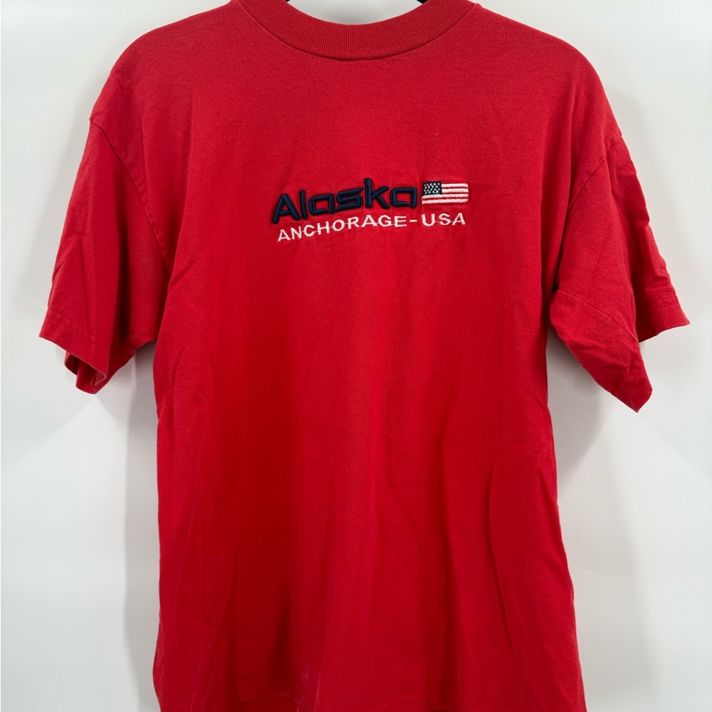 Vintage Alaska Anchorage USA Embroidered T-Shirt Intex Heavyweight - size M